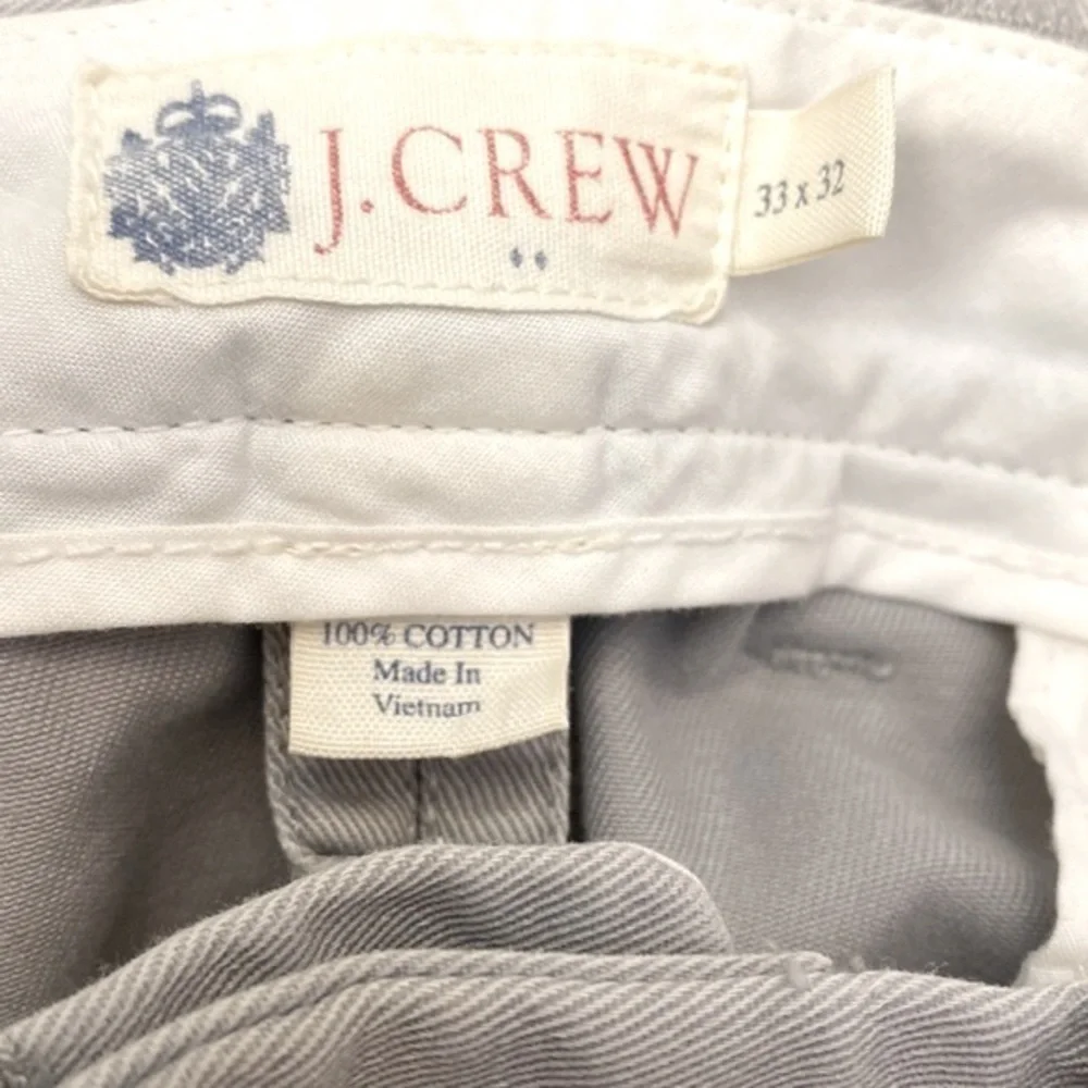 Men’s Grey J. Crew 100% Cotton Chino Pants Size 33 x 32